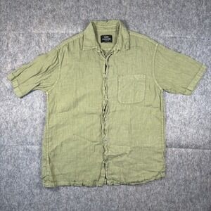 Mads Norgaard Linen Shirt Men's Medium Short Sleeve Button Up Green